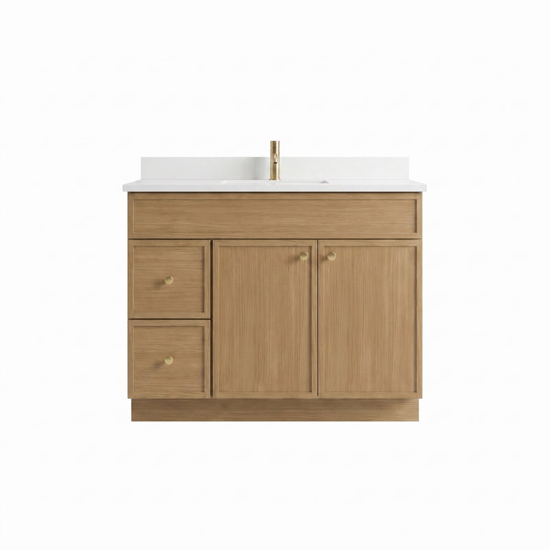42" Slim Shaker Vanity — White Oak