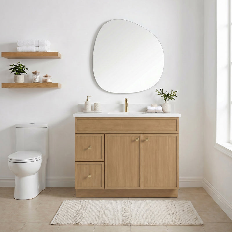 42" Slim Shaker Vanity — White Oak