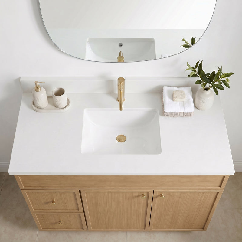 42" Slim Shaker Vanity — White Oak