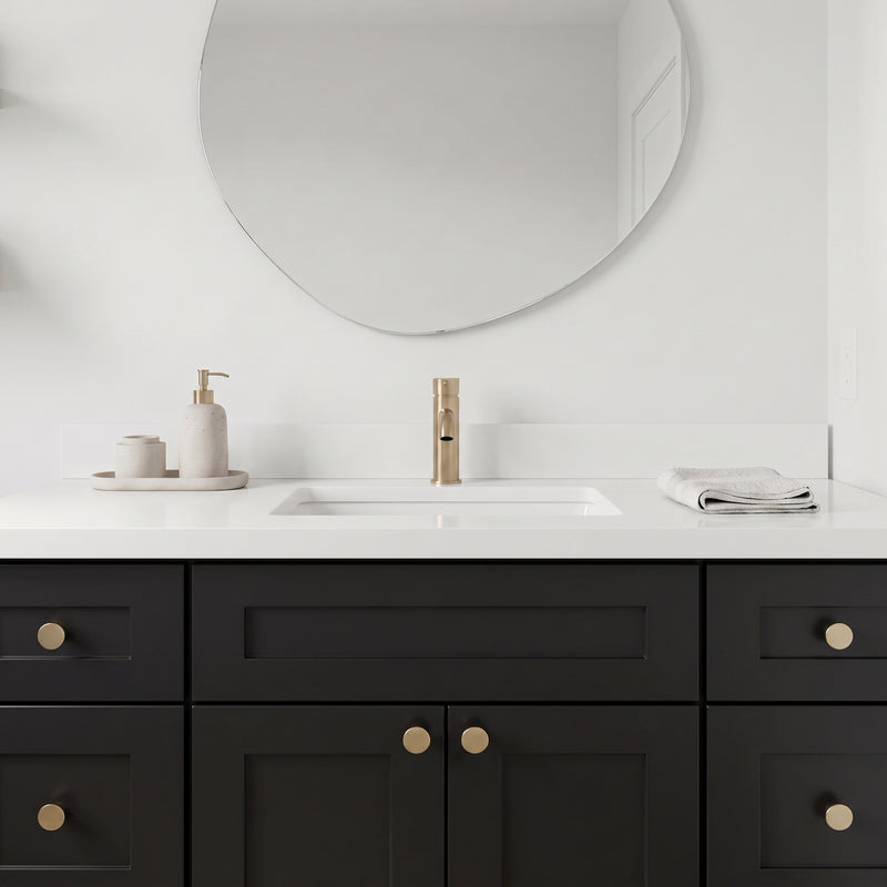 48" Black Shaker Vanity with Pure White Quartz Top