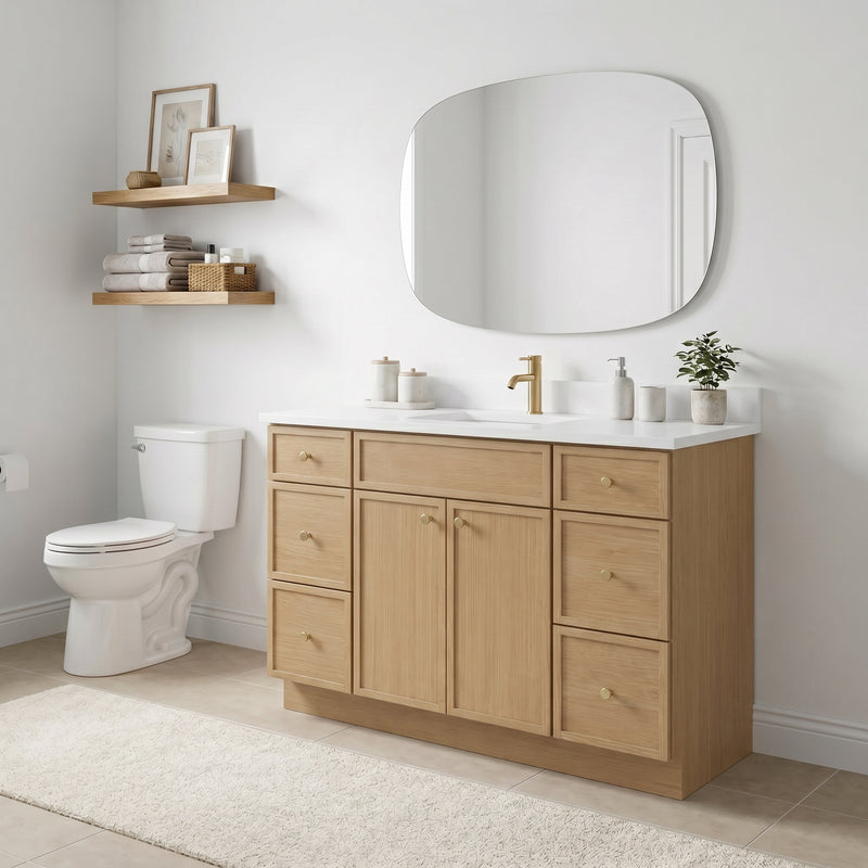 48" Slim Shaker Vanity — White Oak