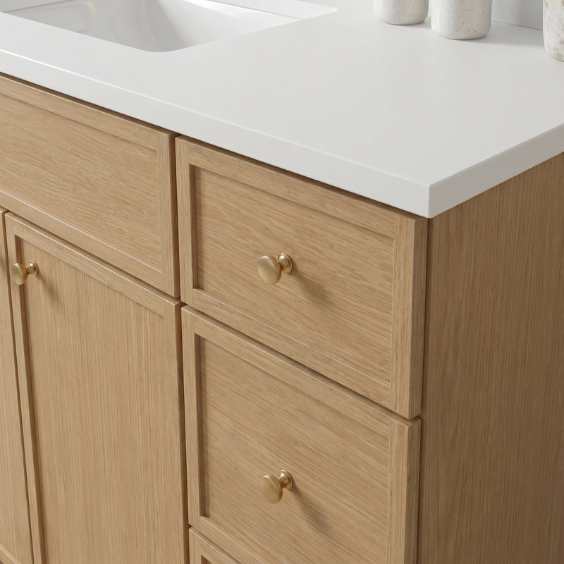 48" Slim Shaker Vanity — White Oak