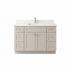 48" Taupe Shaker Bathroom Vanity with Quartz Top – Single Sink