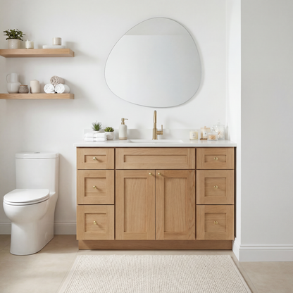 48" White Oak Shaker Vanity – Single Sink