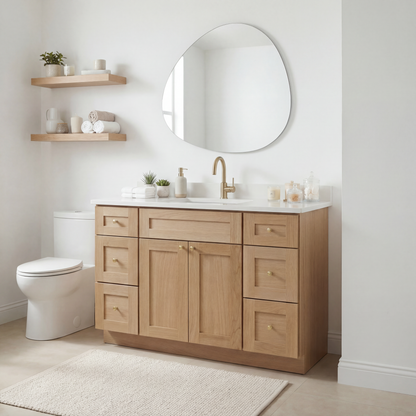48" White Oak Shaker Vanity – Single Sink