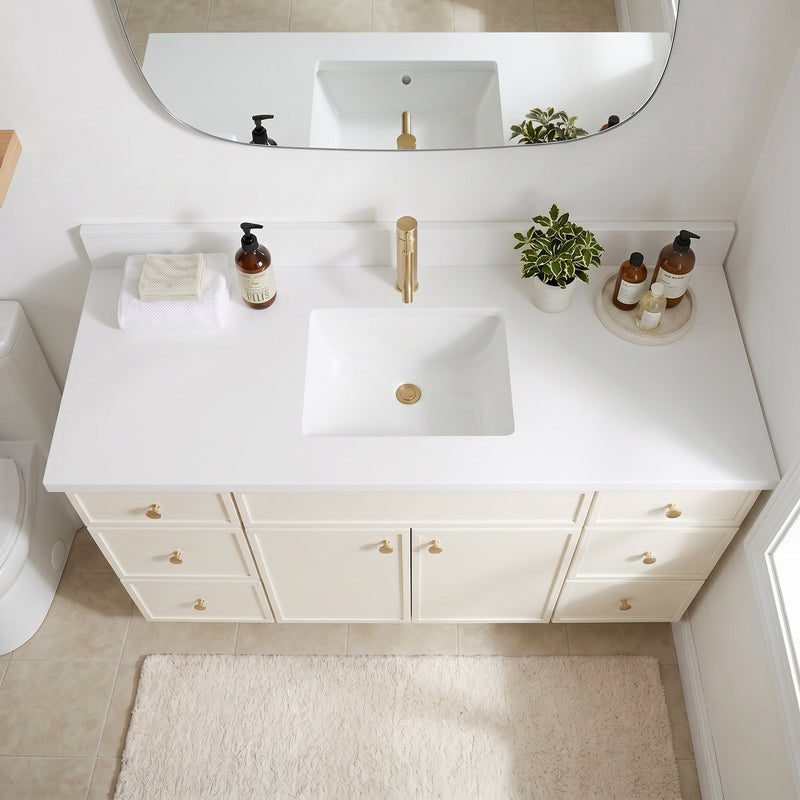 60" Slim Shaker Vanity — Off White, Single Sink
