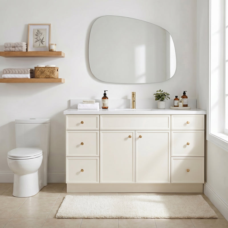 60" Slim Shaker Vanity — Off White, Single Sink