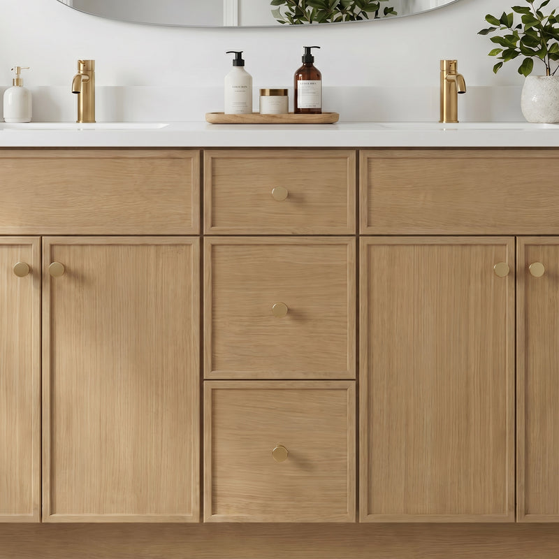 60" Slim Shaker Vanity — White Oak, Double Sink