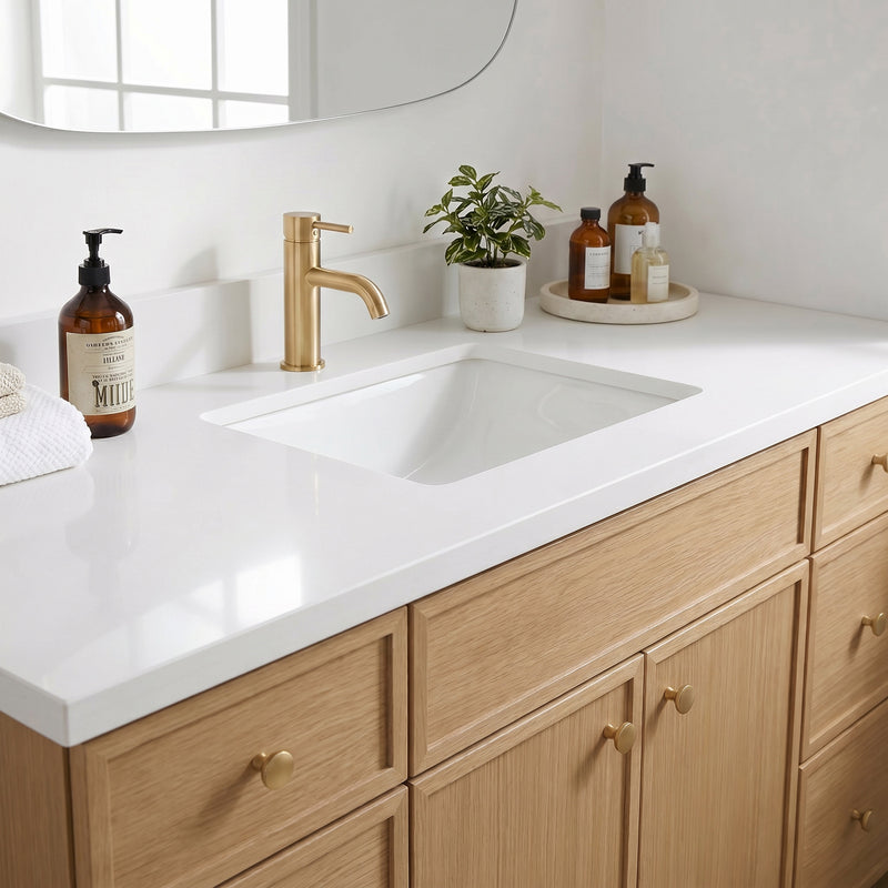 60" Slim Shaker Vanity — White Oak, Single Sink