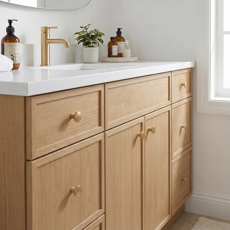60" Slim Shaker Vanity — White Oak, Single Sink