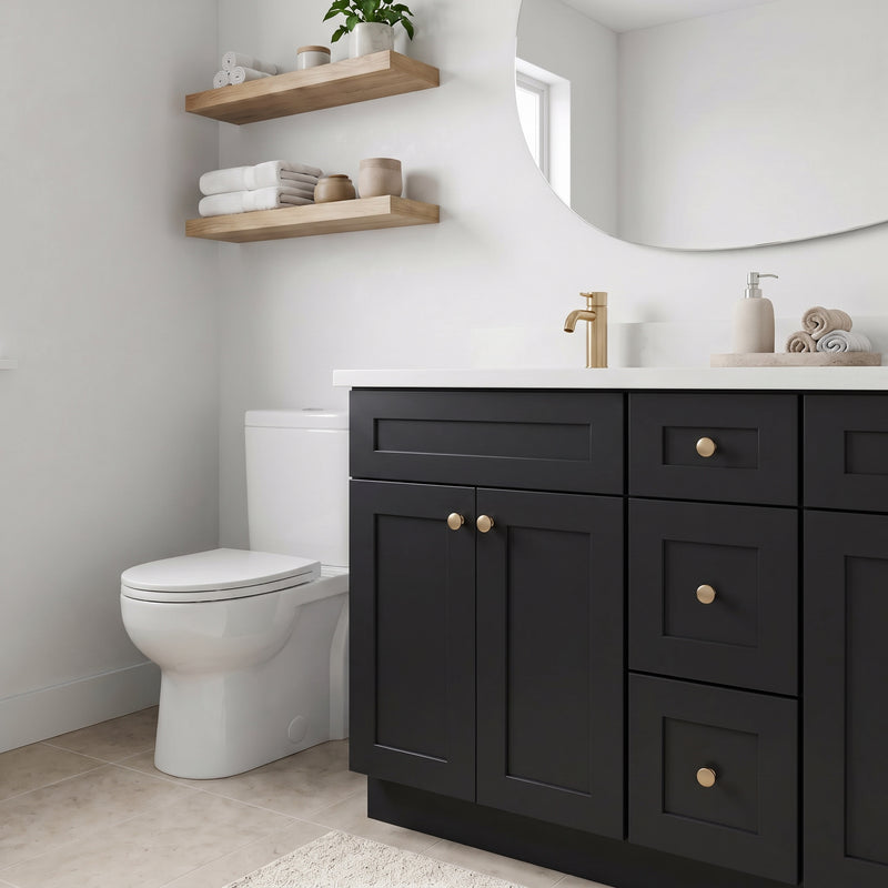 60" Black Shaker Double Vanity with Pure White Quartz Top
