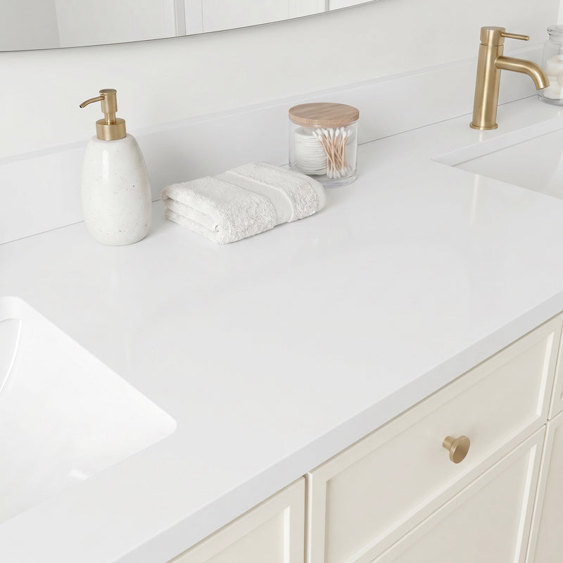 72" Slim Shaker Vanity — Off White, Double Sink