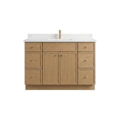 48" White Oak Slim Shaker Bathroom Vanity with Quartz Top