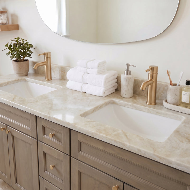 72" Willowdale Double Sink Vanity with Cream Quartzite Top