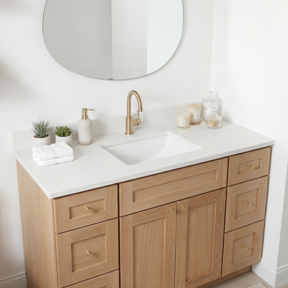 48" White Oak Shaker Vanity – Single Sink