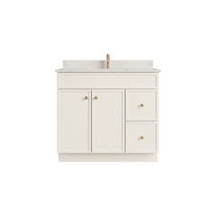 36" Off White Slim Shaker Bathroom Vanity with Quartz Top