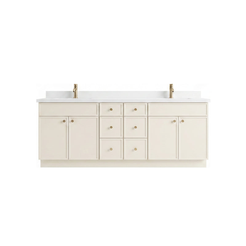 84" Slim Shaker Vanity — Off White, 6 Drawers