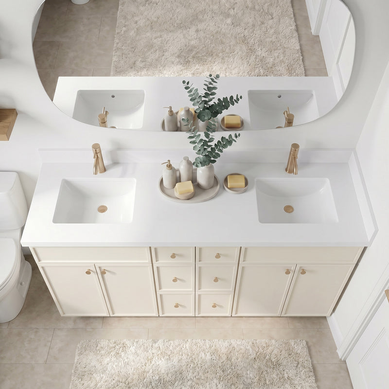 84" Slim Shaker Vanity — Off White, 6 Drawers