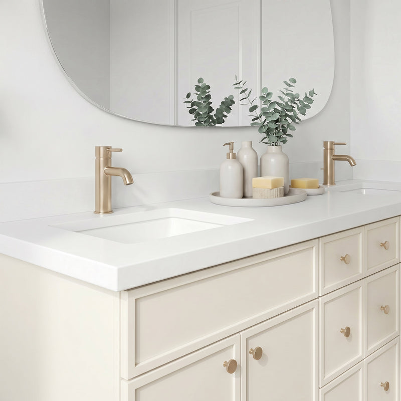 84" Slim Shaker Vanity — Off White, 6 Drawers