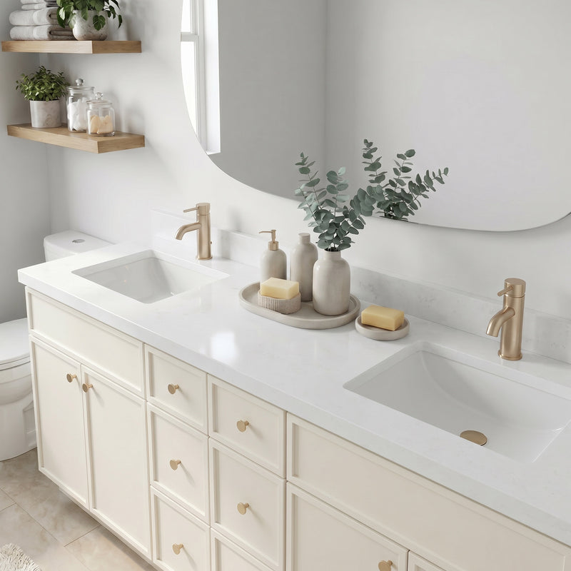 84" Slim Shaker Vanity — Off White, 6 Drawers