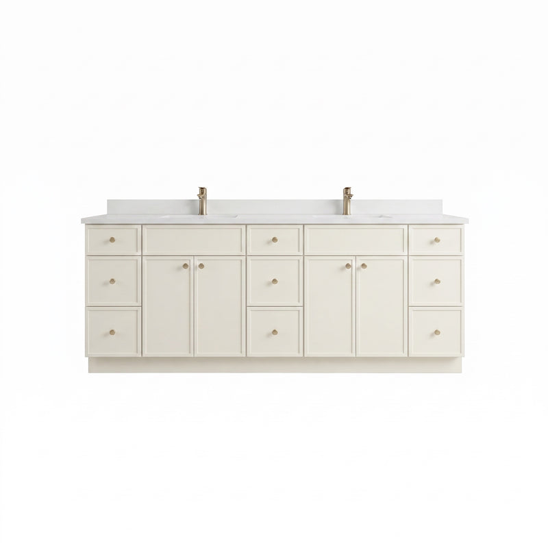 84" Slim Shaker Vanity — Off White, 9 Drawers