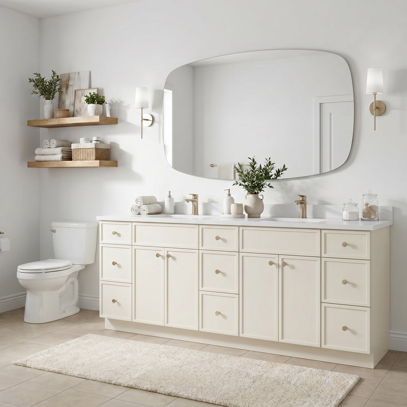 84" Slim Shaker Vanity — Off White, 9 Drawers