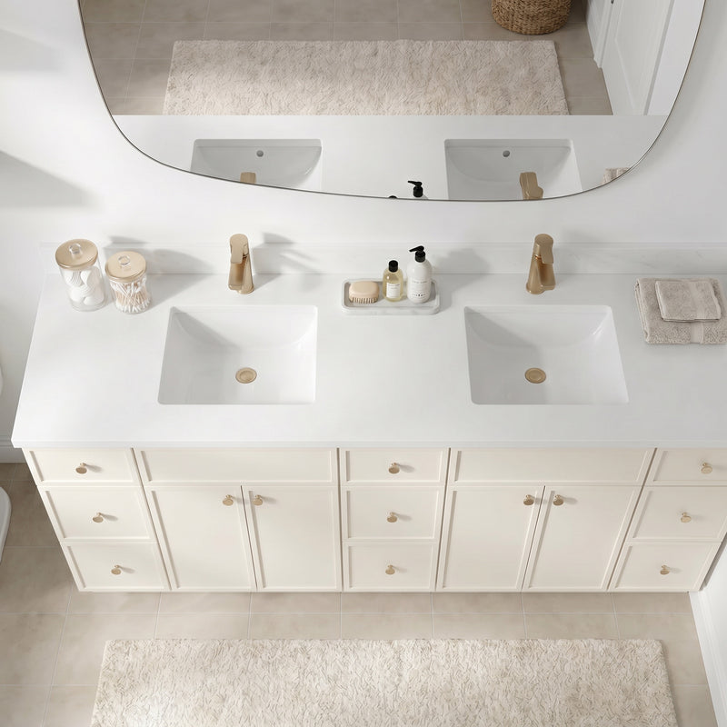 84" Slim Shaker Vanity — Off White, 9 Drawers