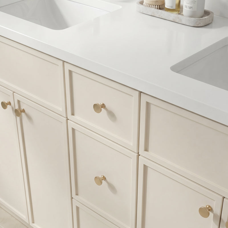 84" Slim Shaker Vanity — Off White, 9 Drawers