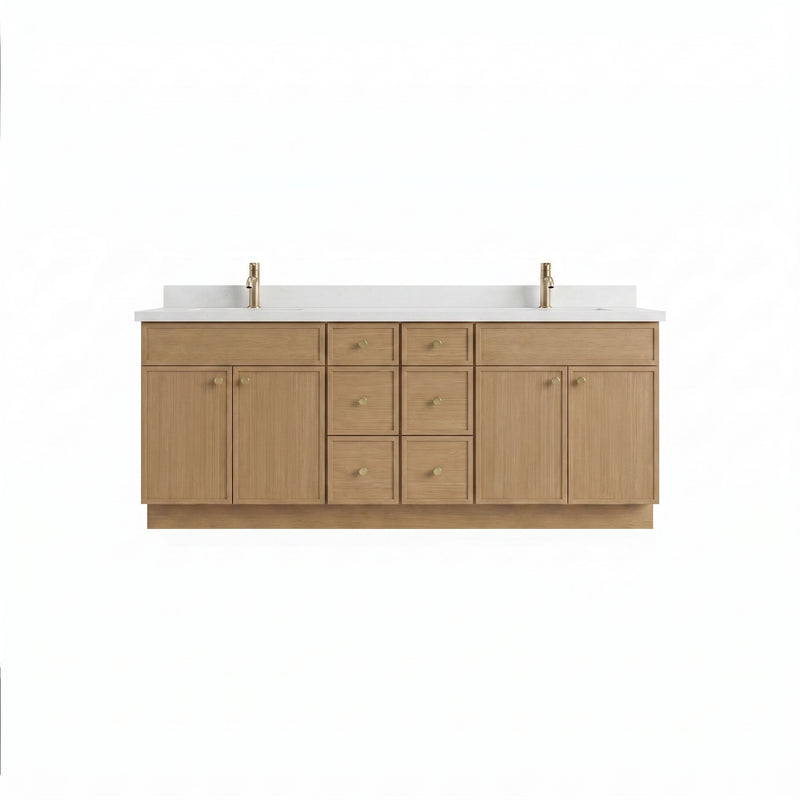 84" Slim Shaker Vanity — White Oak, 6 Drawers