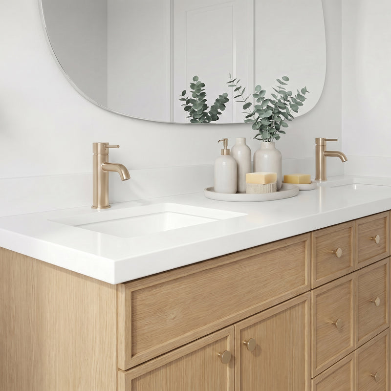 84" Slim Shaker Vanity — White Oak, 6 Drawers
