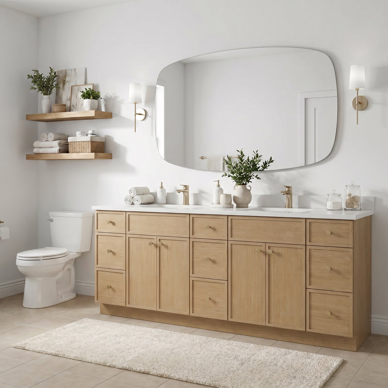 84" Slim Shaker Vanity — White Oak, 9 Drawers