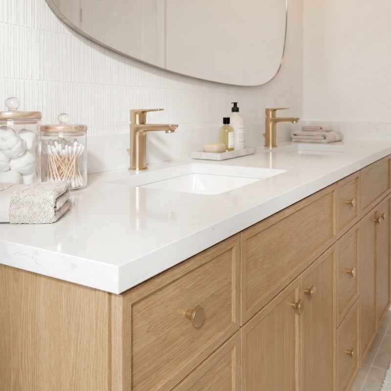 84" Slim Shaker Vanity — White Oak, 9 Drawers