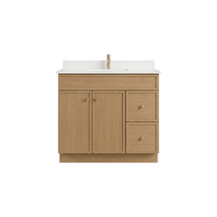 36" White Oak Slim Shaker Bathroom Vanity with Quartz Top