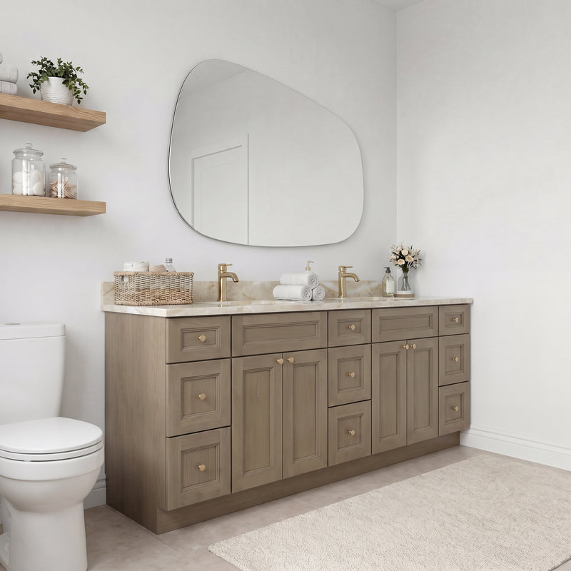84" Willowdale Vanity — 6 Drawers with Cream Quartzite Top