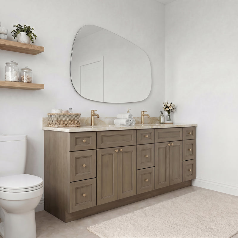 84" Willowdale Vanity — 9 Drawers with Cream Quartzite Top