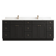 84" Shaker Bathroom Vanity – Black – 9 Drawers