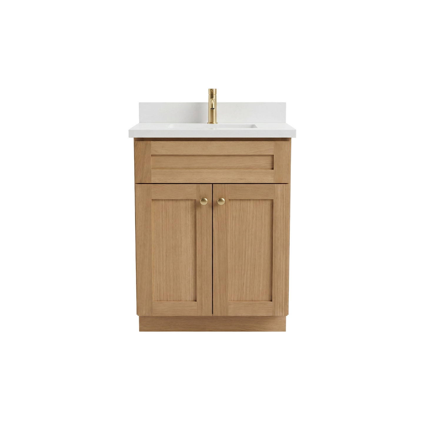 24 inch White Oak Shaker Vanity – Single Sink
