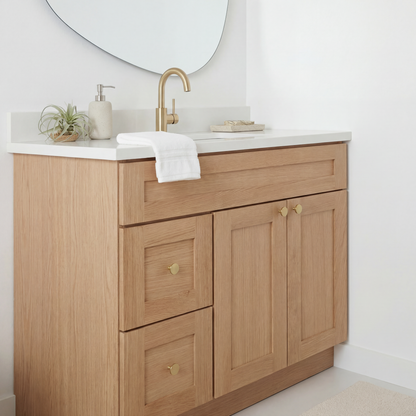 36" White Oak Shaker Vanity – Single Sink