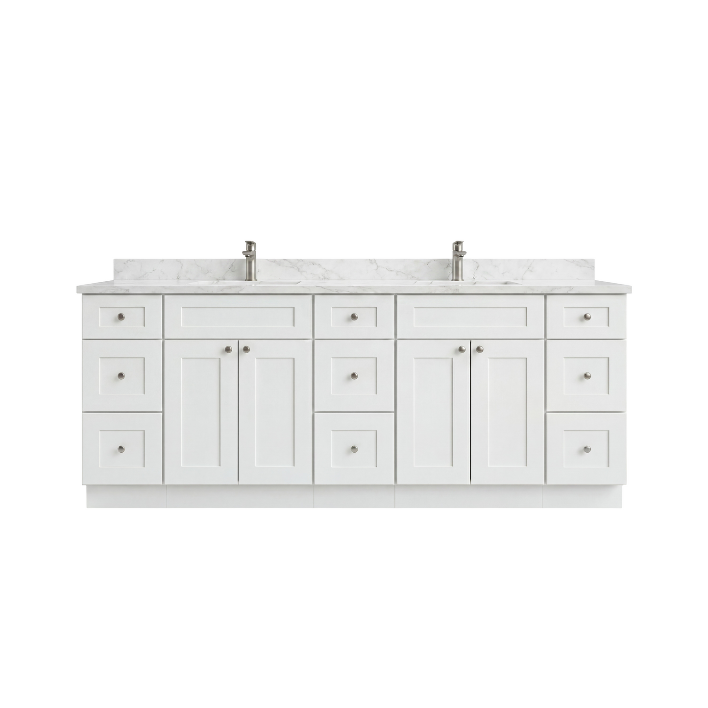 84" White Shaker Vanity – Double Sink