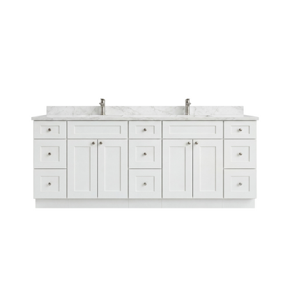 84" White Shaker Vanity – Double Sink