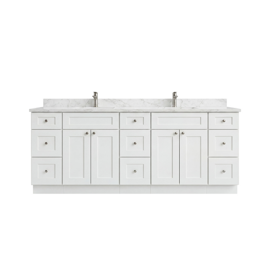 84" White Shaker Vanity – Double Sink