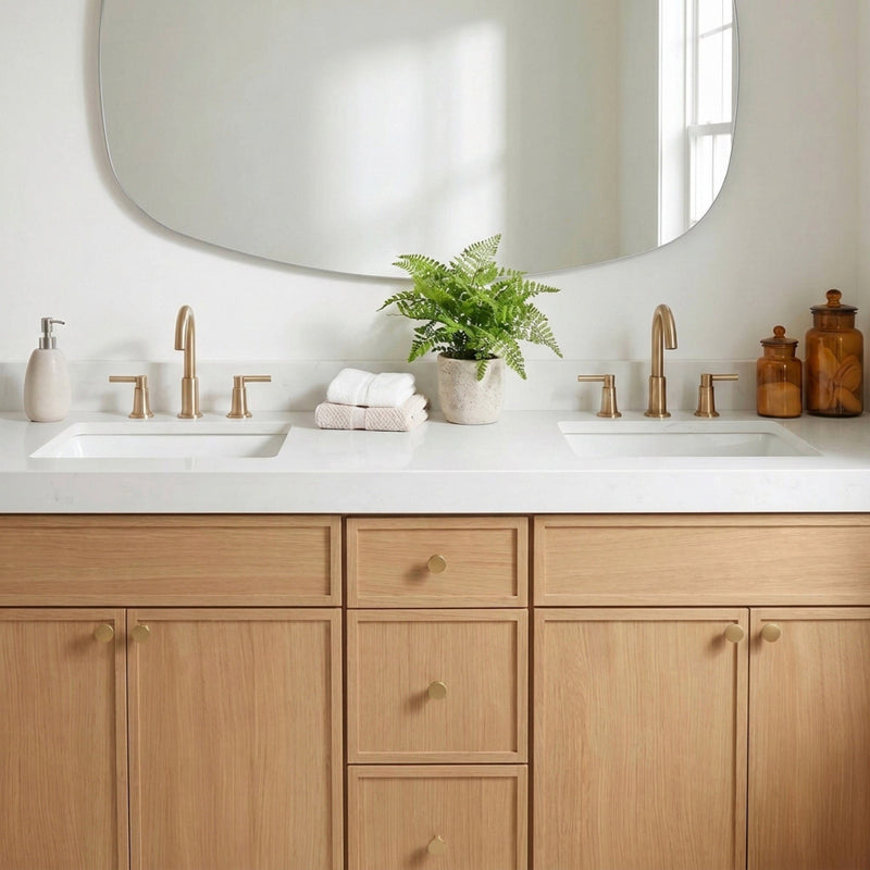 72" White Oak Slim Shaker Bathroom Vanity with Quartz Top – Double Sink
