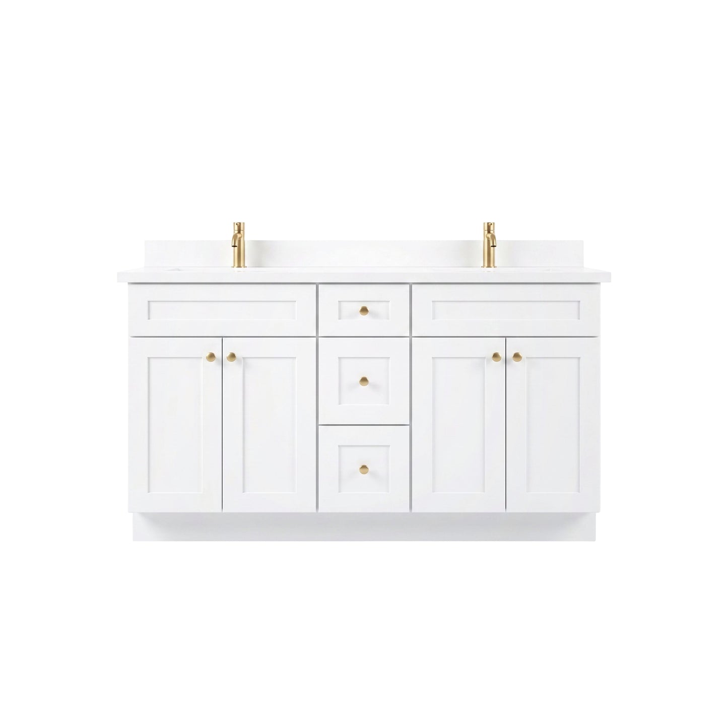 60" White Shaker Vanity – Double Sink