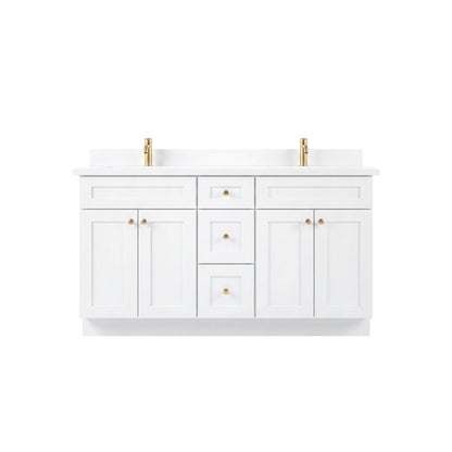 60" White Shaker Vanity – Double Sink