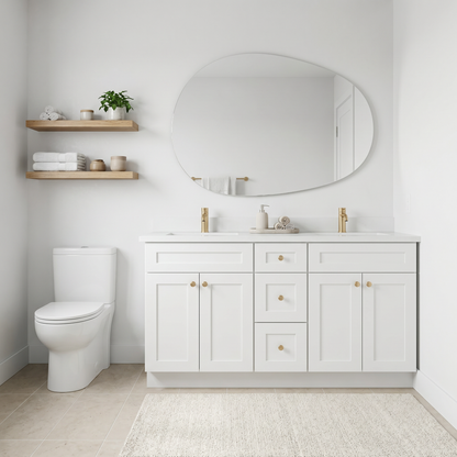 60" White Shaker Vanity – Double Sink