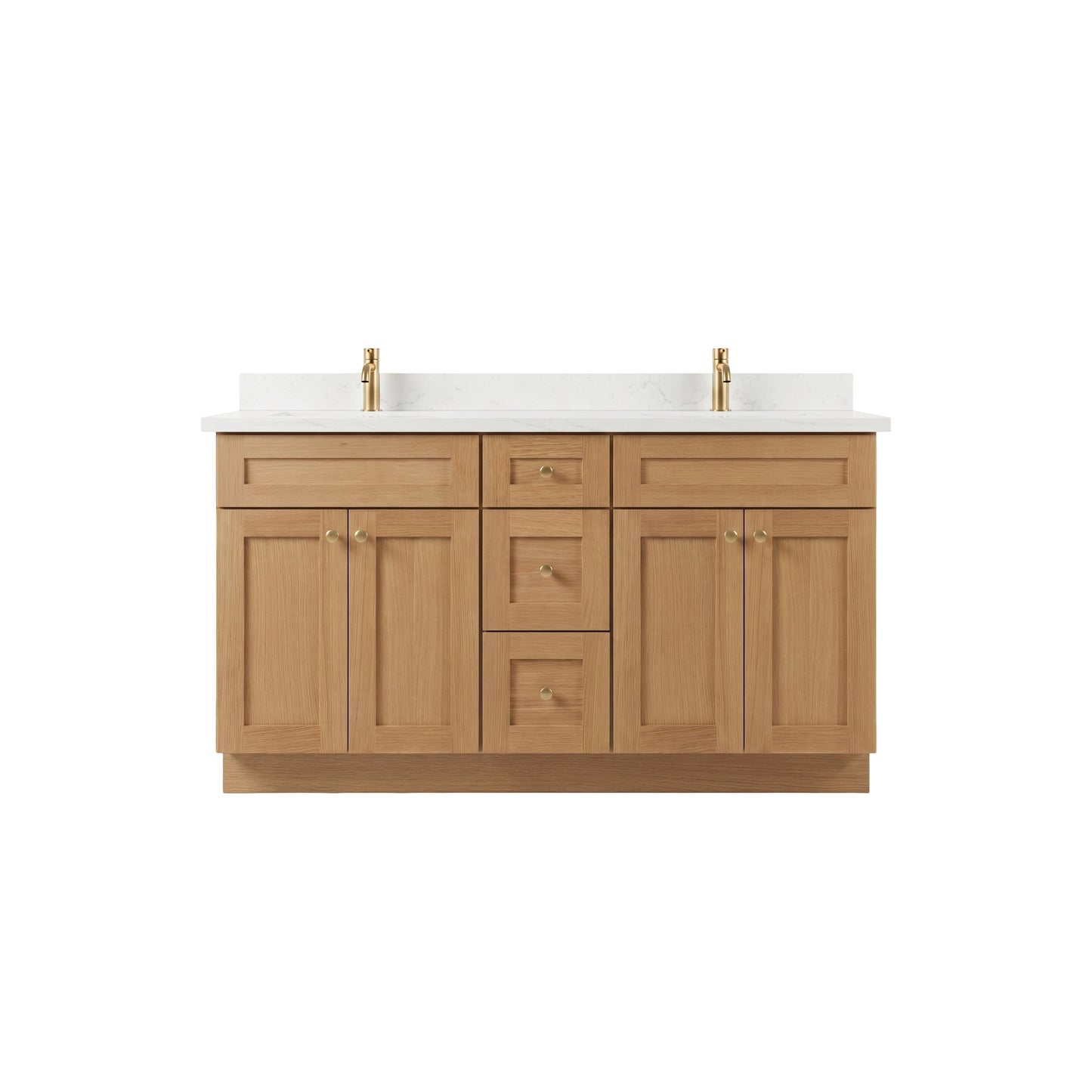 60" White Oak Shaker Vanity – Double Sink
