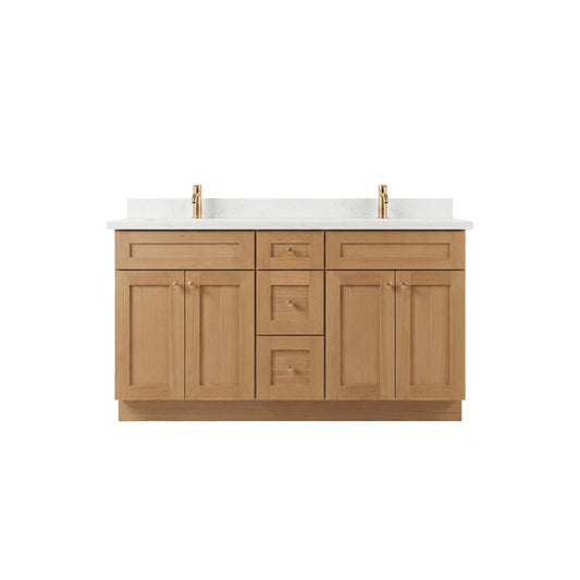 60" White Oak Shaker Vanity – Double Sink