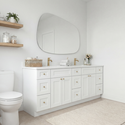 84" White Shaker Vanity – Double Sink
