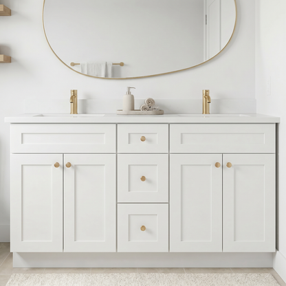 60" White Shaker Vanity – Double Sink