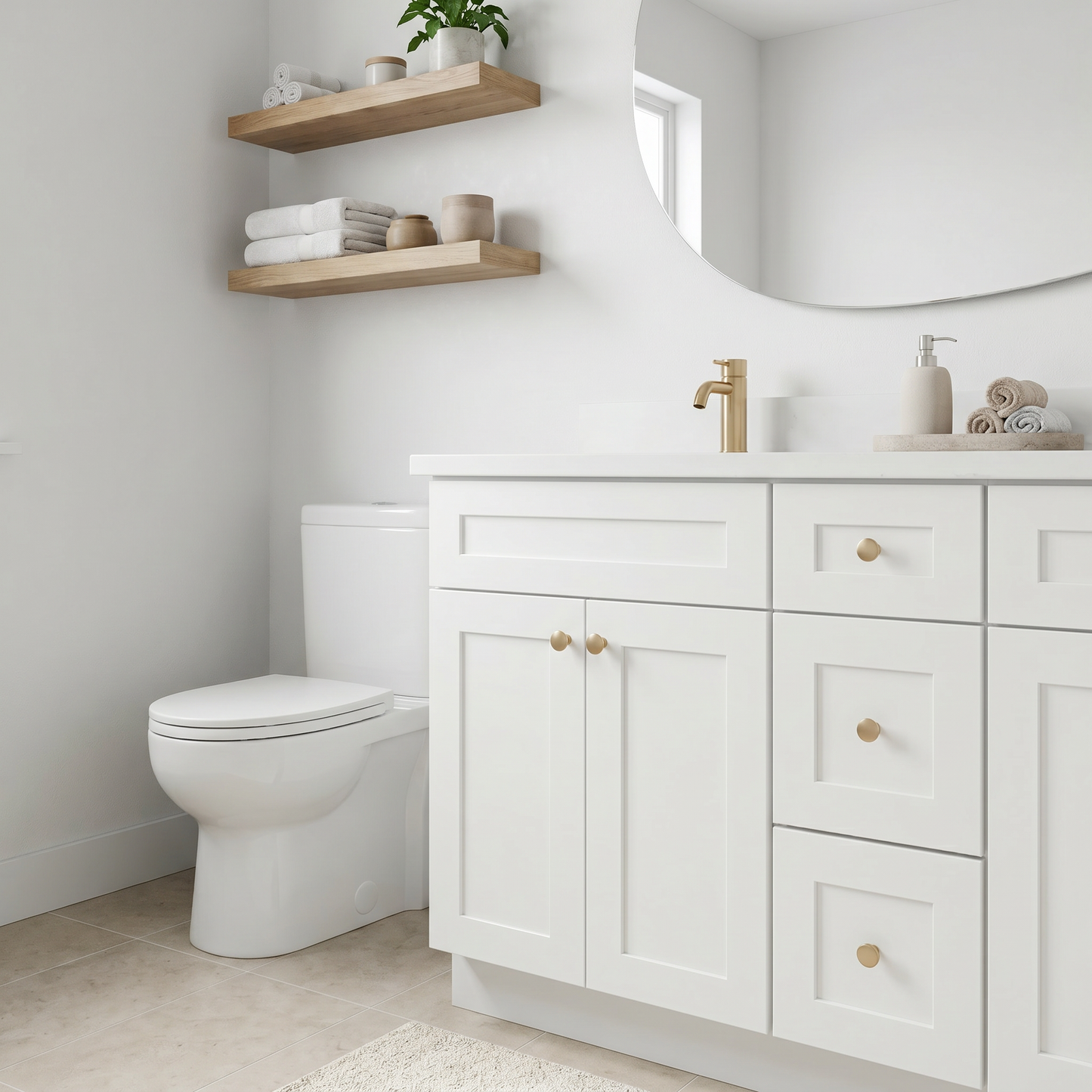 60" White Shaker Vanity – Double Sink